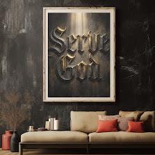 Serve God Wall Art | Modern Christian Canvas | Masculine Office Decor — Framed Print wall art