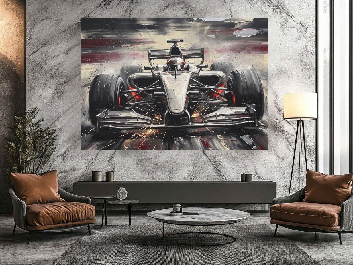 Race Car Wall Art | Formula Car Canvas | Motorsport Decor for Office or Man Cave — Framed Print wall art