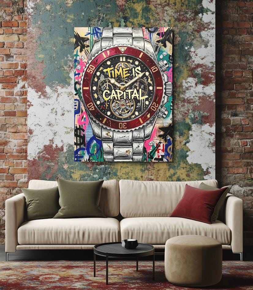 Watch Wall Art | Motivational Business Canvas | Masculine Office Decor — Framed Print wall art