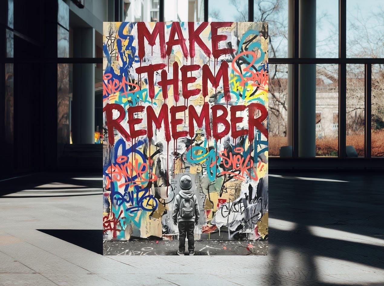 Make Them Remember Wall Art, Graffiti Canvas Print, Motivational Street Decor, Urban Typography Artwork — Poster wall art