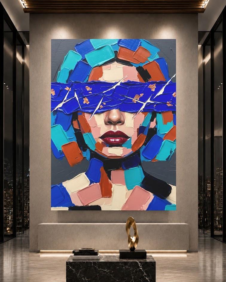 Abstract Woman Wall Art | Fashion Portrait Canvas | Modern Glam Decor — Framed Print wall art
