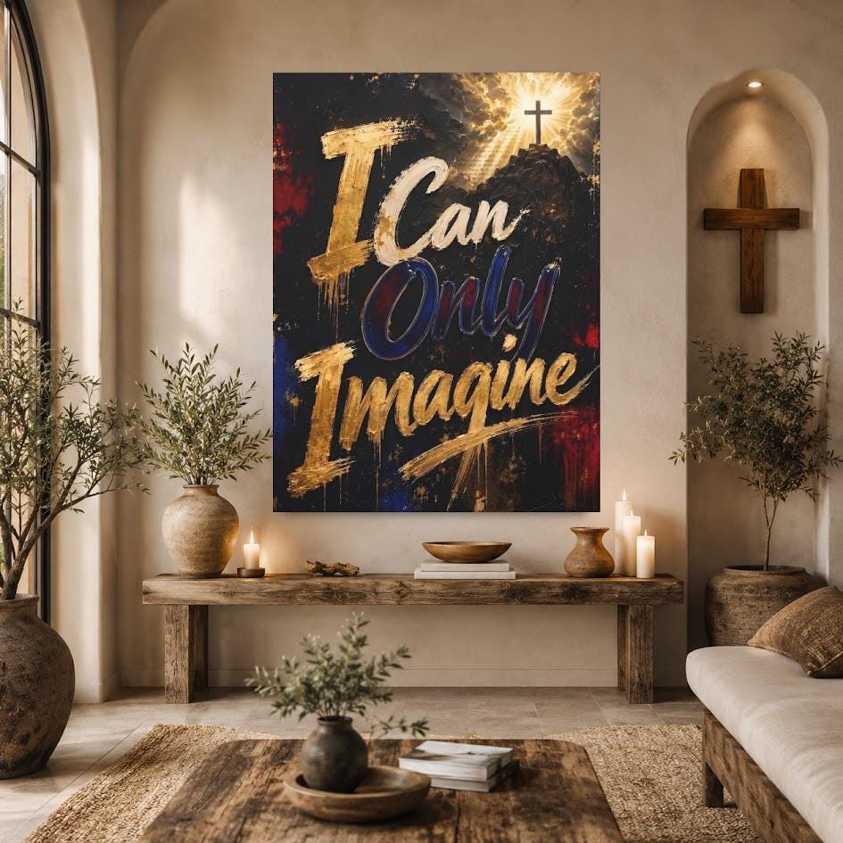 I Can Only Imagine Wall Art | Christian Quote Canvas | Faith Home Decor — Framed Print wall art
