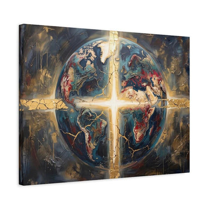 Christian Globe Wall Art, Cross Canvas Print, Faith Home Decor — Canvas wall art