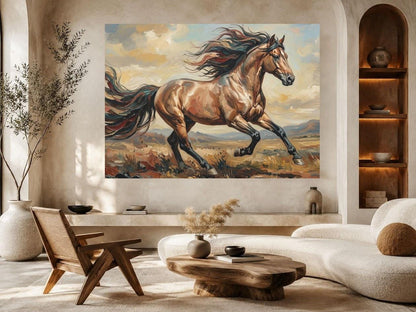 Running Horse Wall Art | Western Canvas Print | Equestrian Home Decor — Poster wall art