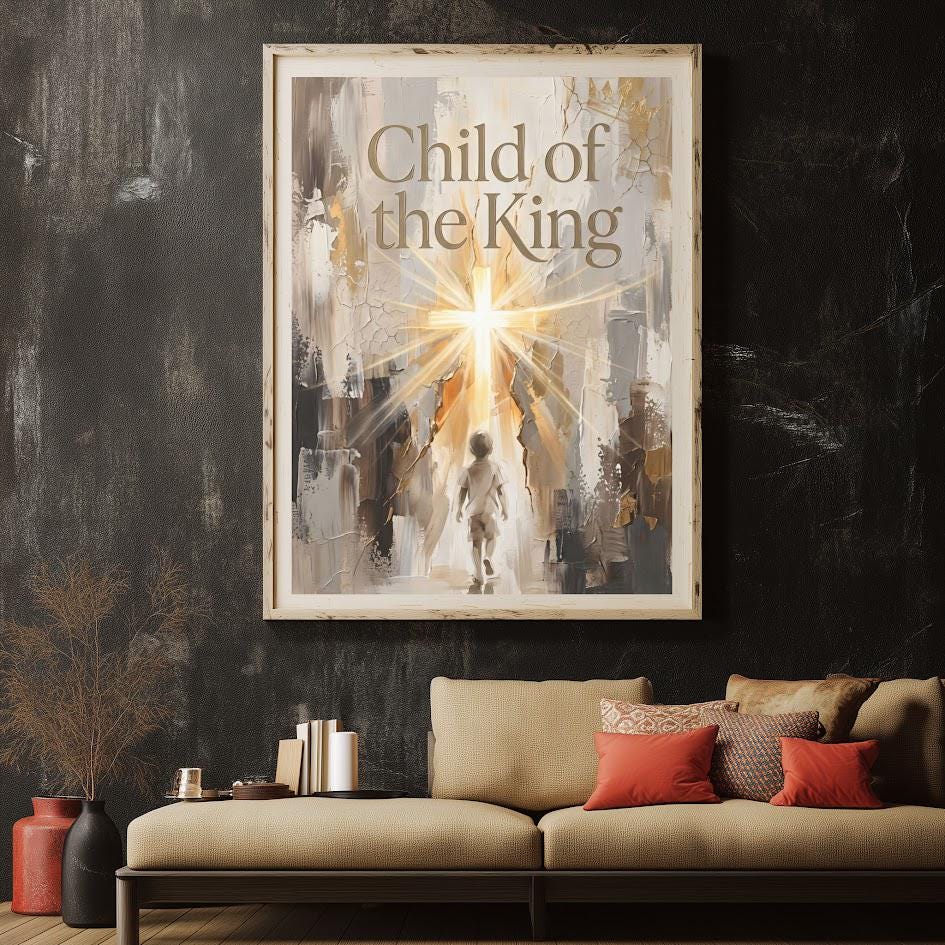Child of the King Wall Art | Christian Nursery Decor | Faith Based Kids Room Canvas Print — Framed Print wall art