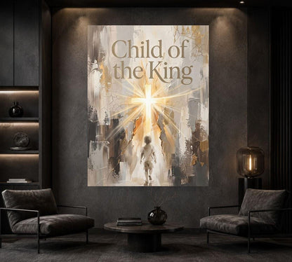 Child of the King Wall Art | Christian Nursery Decor | Faith Based Kids Room Canvas Print — Framed Print wall art