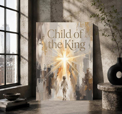 Child of the King Wall Art | Christian Nursery Decor | Faith Based Kids Room Canvas Print — Framed Print wall art