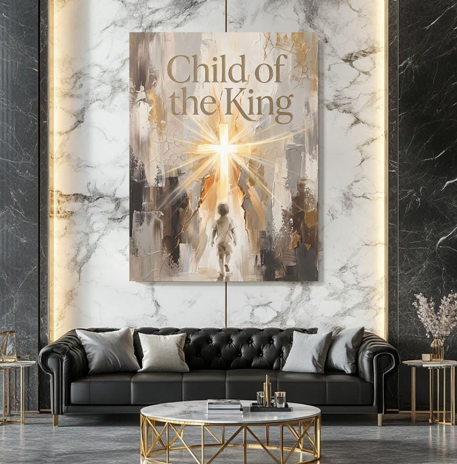 Child of the King Wall Art | Christian Nursery Decor | Faith Based Kids Room Canvas Print — Framed Print wall art