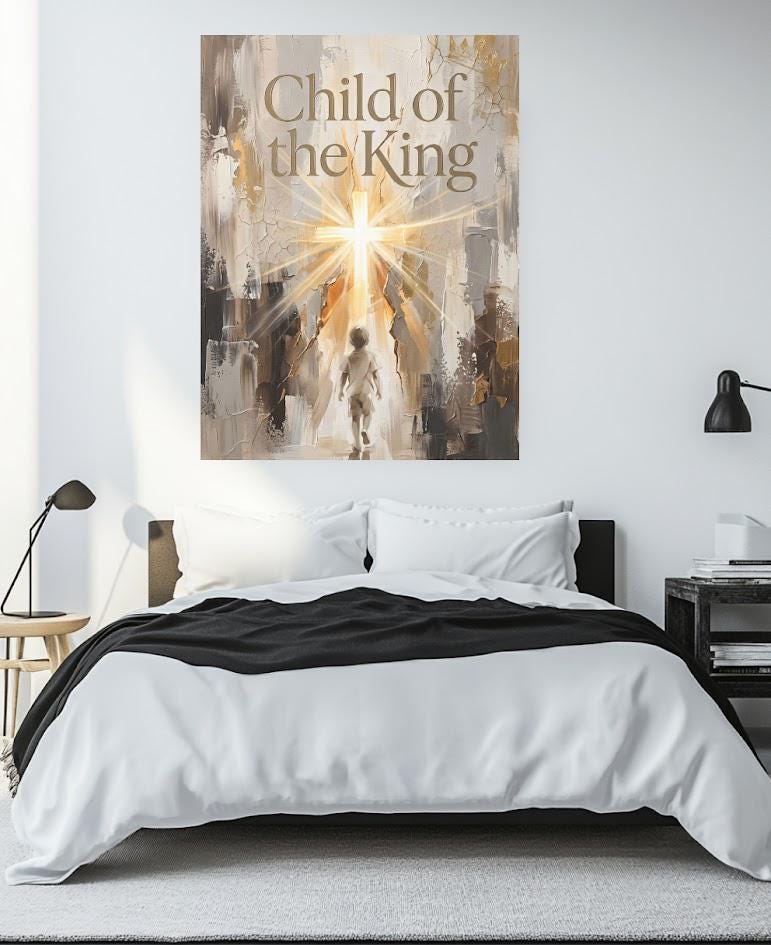 Child of the King Wall Art | Christian Nursery Decor | Faith Based Kids Room Canvas Print — Framed Print wall art
