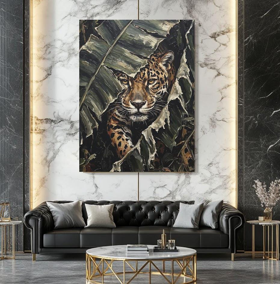 Jaguar Wall Art | Jungle Wildlife Canvas | Big Cat Decor — Framed Print wall art