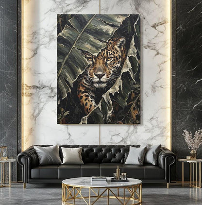 Jaguar Wall Art | Jungle Wildlife Canvas | Big Cat Decor — Framed Print wall art