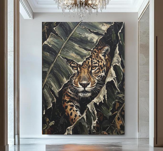 Jaguar Wall Art | Jungle Wildlife Canvas | Big Cat Decor — Framed Print wall art