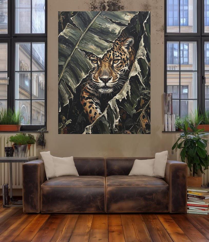 Jaguar Wall Art | Jungle Wildlife Canvas | Big Cat Decor — Framed Print wall art