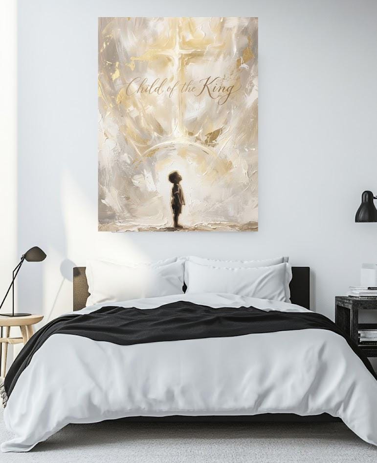 Child of the King Wall Art | Christian Nursery Decor | Neutral Faith Canvas Print — Framed Print wall art