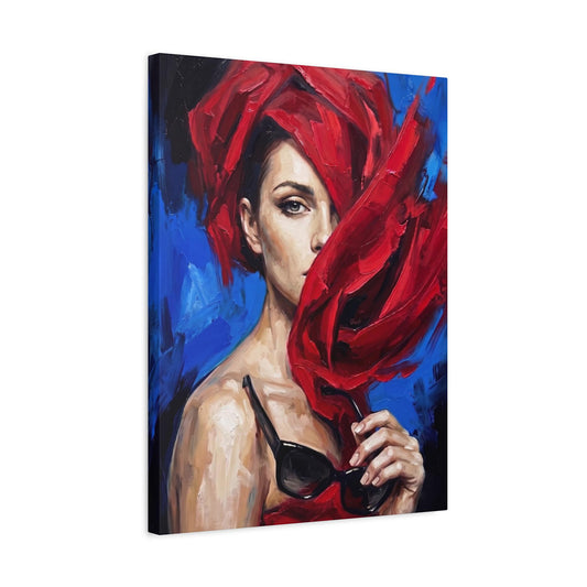 Fashion Wall Art | Woman in Red Canvas | Glam Bedroom Decor — Canvas wall art