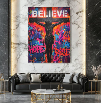 Jesus Wall Art | Colorful Christian Canvas | Prayer Room Decor — Framed Print wall art