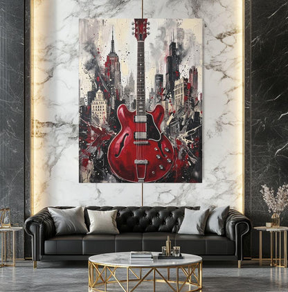 Electric Guitar Wall Art | Urban Music Canvas | Rock Room Decor — Framed Print wall art