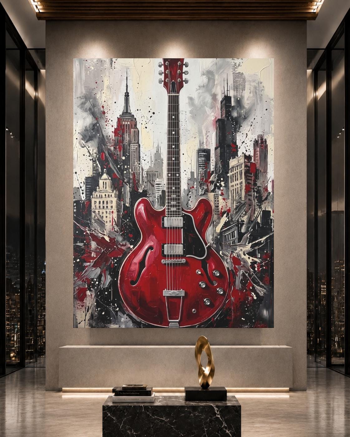Electric Guitar Wall Art | Urban Music Canvas | Rock Room Decor — Poster wall art