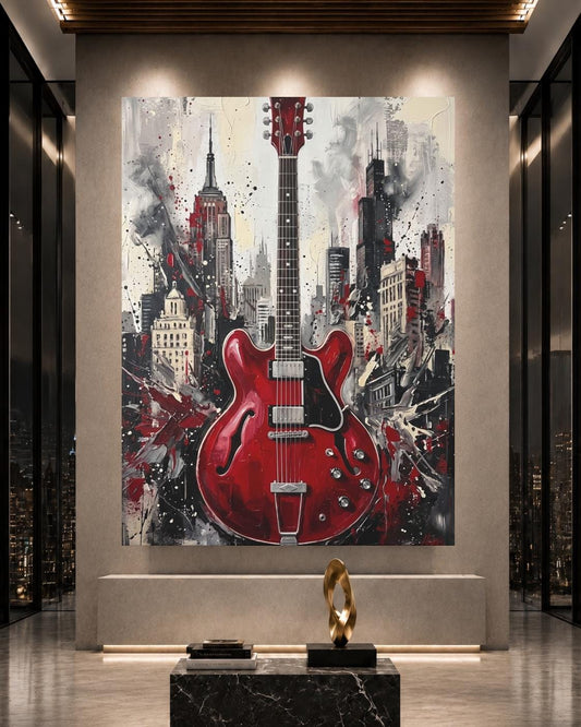Electric Guitar Wall Art | Urban Music Canvas | Rock Room Decor — Poster wall art