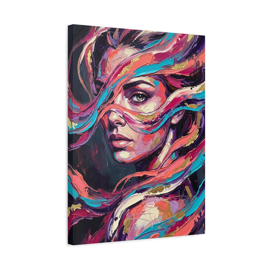 Feminine Wall Art | Abstract Portrait Canvas | Colorful Glam Decor — Canvas wall art
