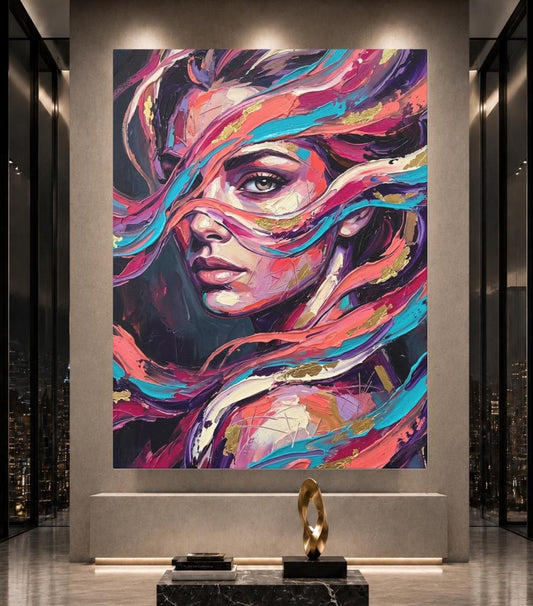Feminine Wall Art | Abstract Portrait Canvas | Colorful Glam Decor — Poster wall art