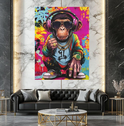 Monkey Wall Art | Hip Hop Graffiti Canvas | Man Cave Decor — Framed Print wall art