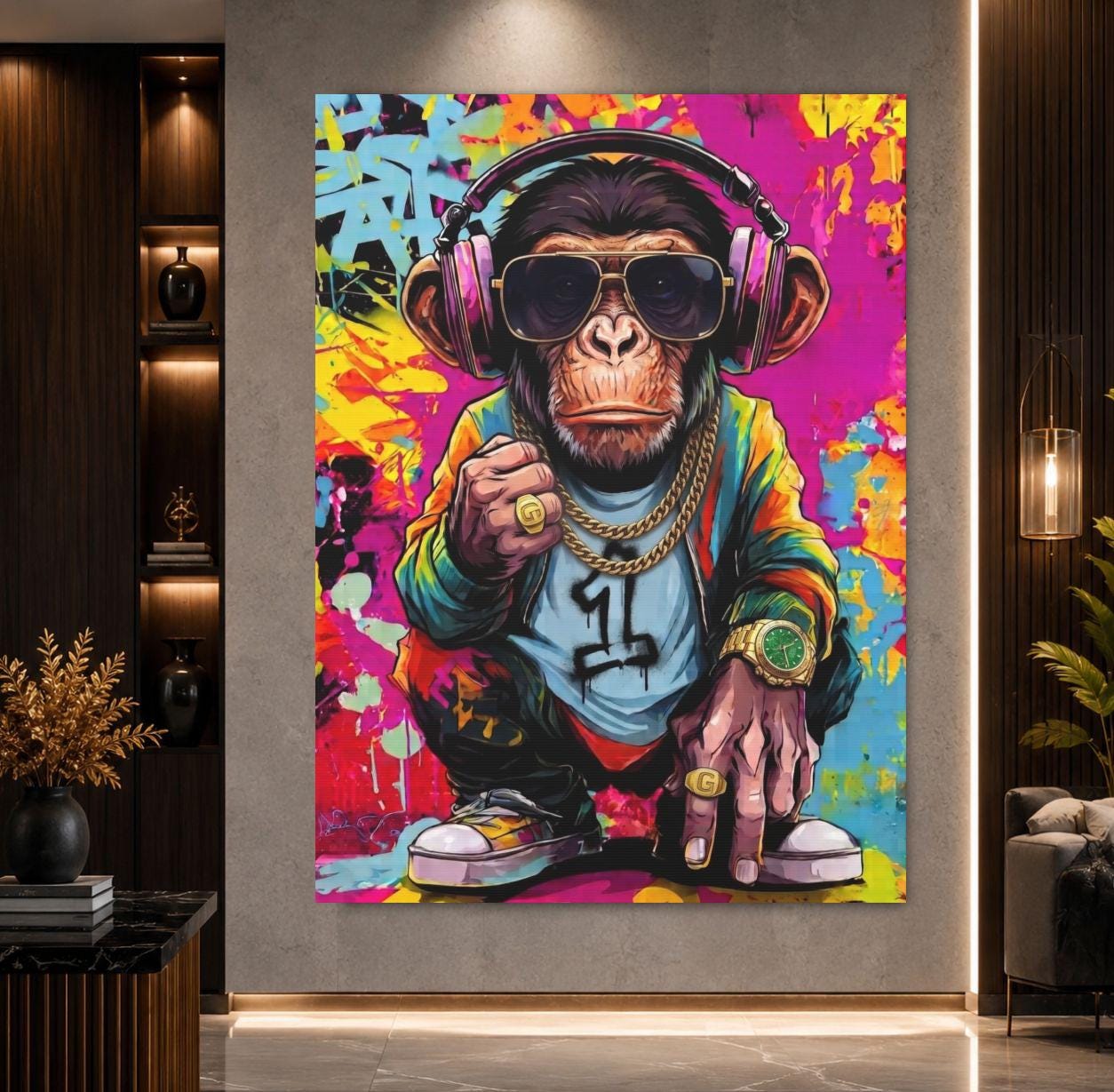 Monkey Wall Art | Hip Hop Graffiti Canvas | Man Cave Decor — Poster wall art