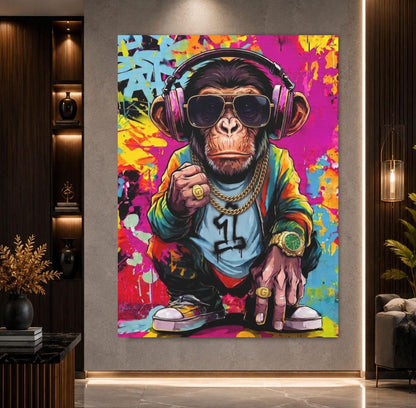 Monkey Wall Art | Hip Hop Graffiti Canvas | Man Cave Decor — Poster wall art