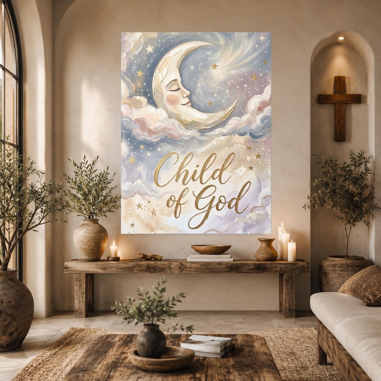 Child of God Wall Art | Christian Nursery Canvas | Baby Room Decor — Framed Print wall art