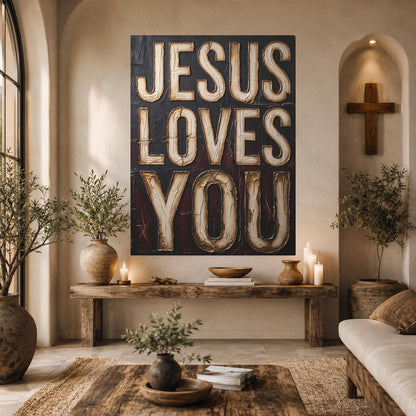 Jesus Loves You Wall Art | Christian Canvas | Faith Home Decor — Framed Print wall art