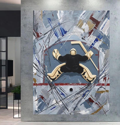 Goalie Wall Art | Ice Rink Canvas Print | Abstract Sports Decor for Hockey Room Man Cave Bedroom — Poster wall art