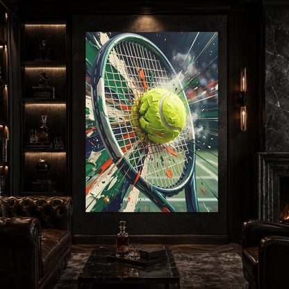 Tennis Wall Art | Racket and Ball Canvas | Sports Room Decor — Framed Print wall art