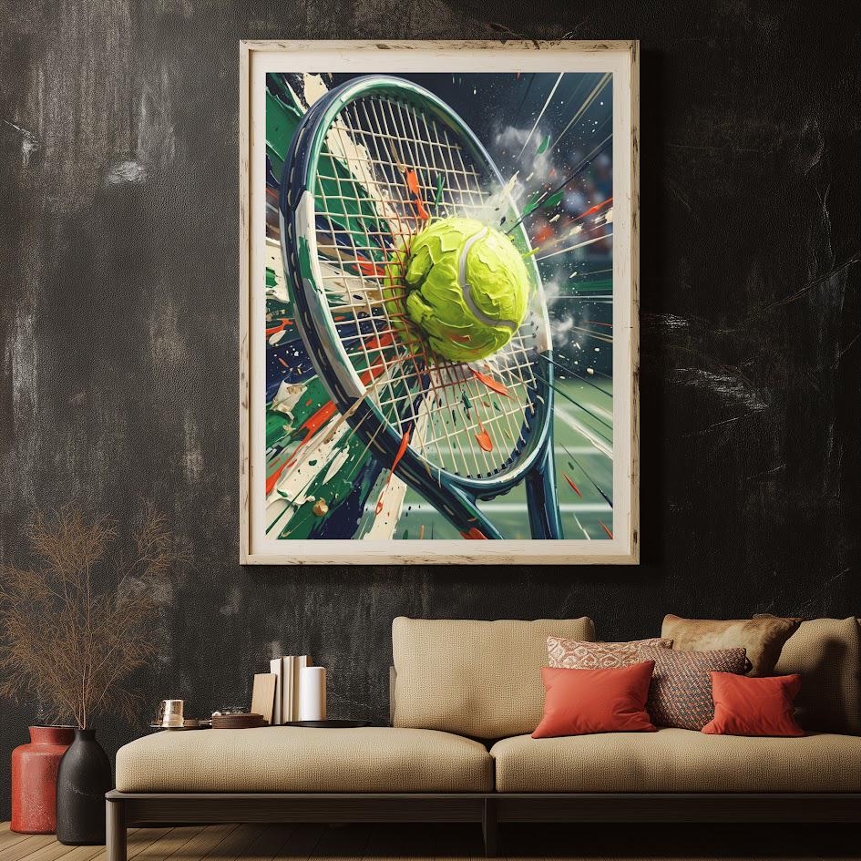 Tennis Wall Art | Racket and Ball Canvas | Sports Room Decor — Framed Print wall art