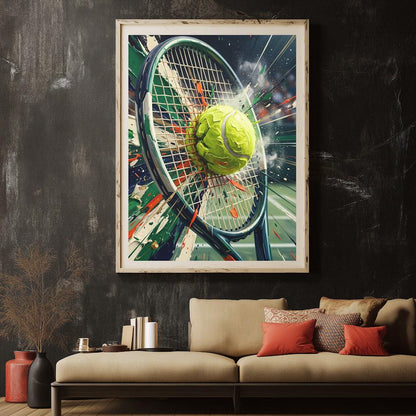 Tennis Wall Art | Racket and Ball Canvas | Sports Room Decor — Framed Print wall art