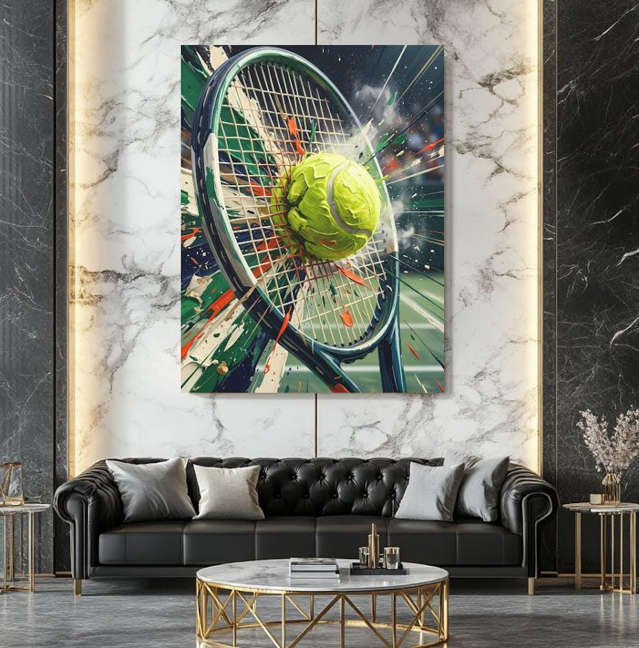 Tennis Wall Art | Racket and Ball Canvas | Sports Room Decor — Framed Print wall art
