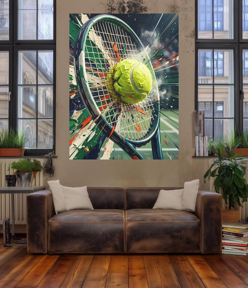 Tennis Wall Art | Racket and Ball Canvas | Sports Room Decor — Framed Print wall art