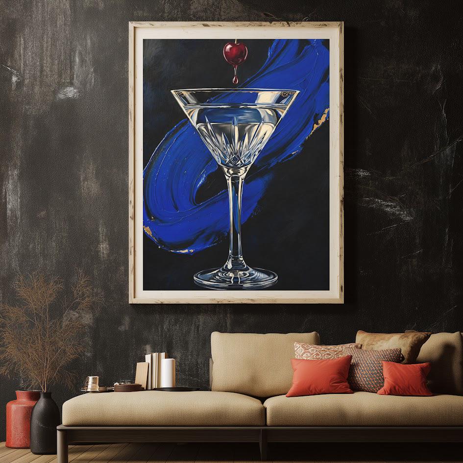 Martini Wall Art | Cocktail Canvas | Modern Home Bar Decor — Framed Print wall art