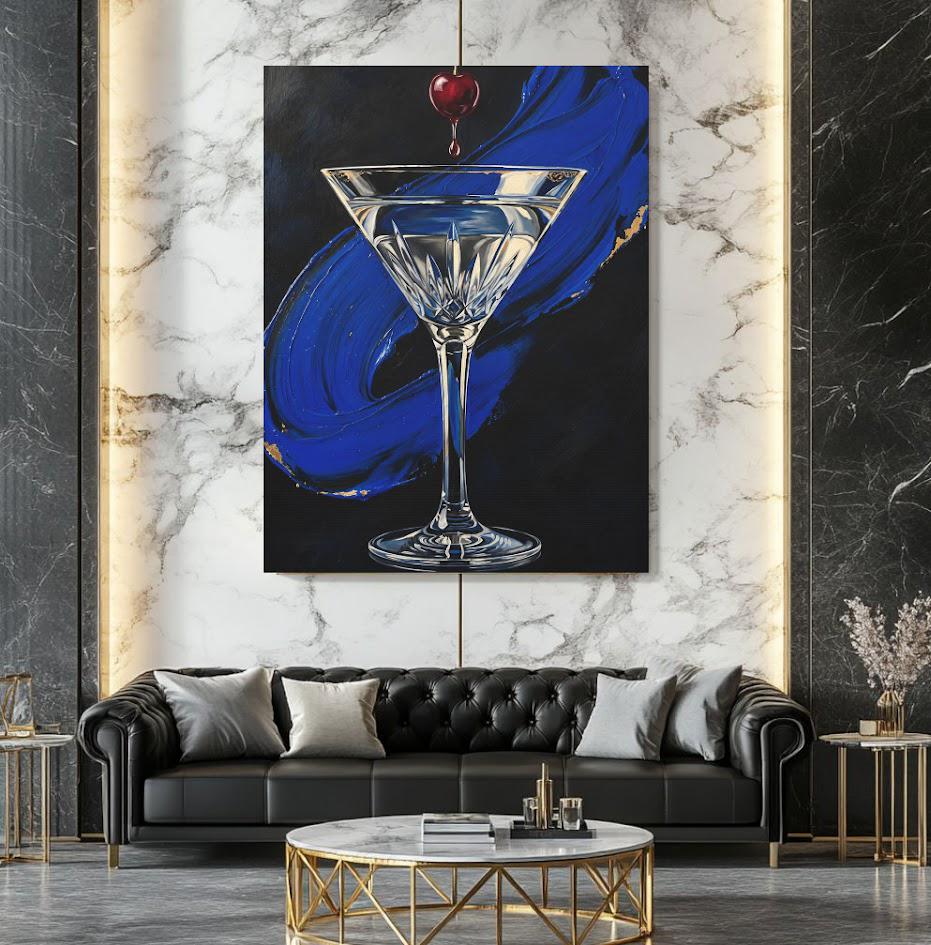 Martini Wall Art | Cocktail Canvas | Modern Home Bar Decor — Framed Print wall art
