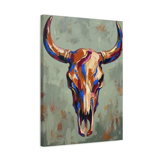 Longhorn Skull Wall Art | Colorful Western Canvas | Southwestern Ranch Decor — Canvas wall art