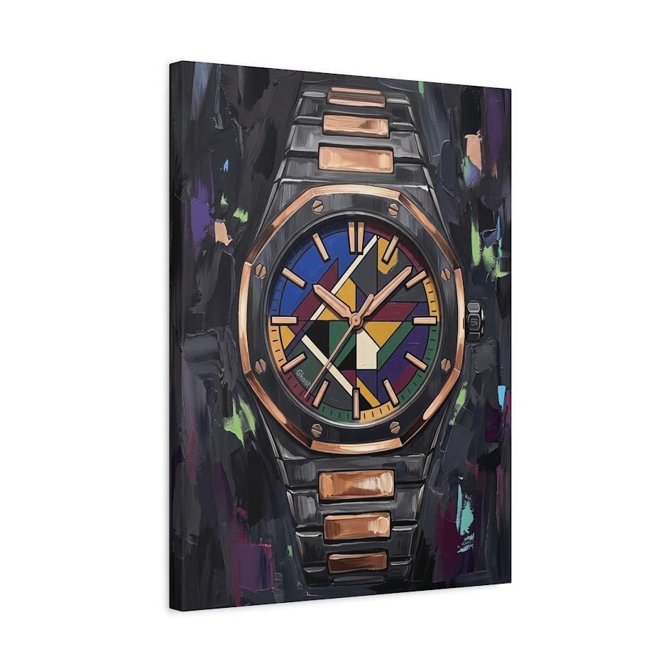 Luxury Watch Wall Art | Colorful Timepiece Canvas | Executive Office Decor — Canvas wall art