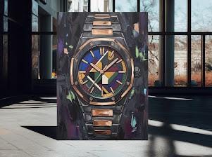 Luxury Watch Wall Art | Colorful Timepiece Canvas | Executive Office Decor — Framed Print wall art