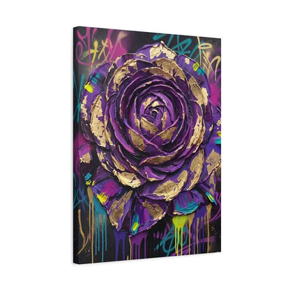 Purple Rose Wall Art | Graffiti Floral Canvas | Bold Maximalist Decor — Canvas wall art