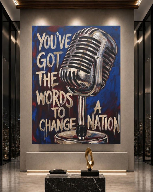 Vintage Microphone Wall Art | Inspirational Quote Canvas | Music Studio Decor — Poster wall art