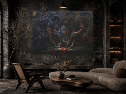 American Football Wall Art, Gridiron Painting, Masculine Game Room Decor — Framed Print wall art