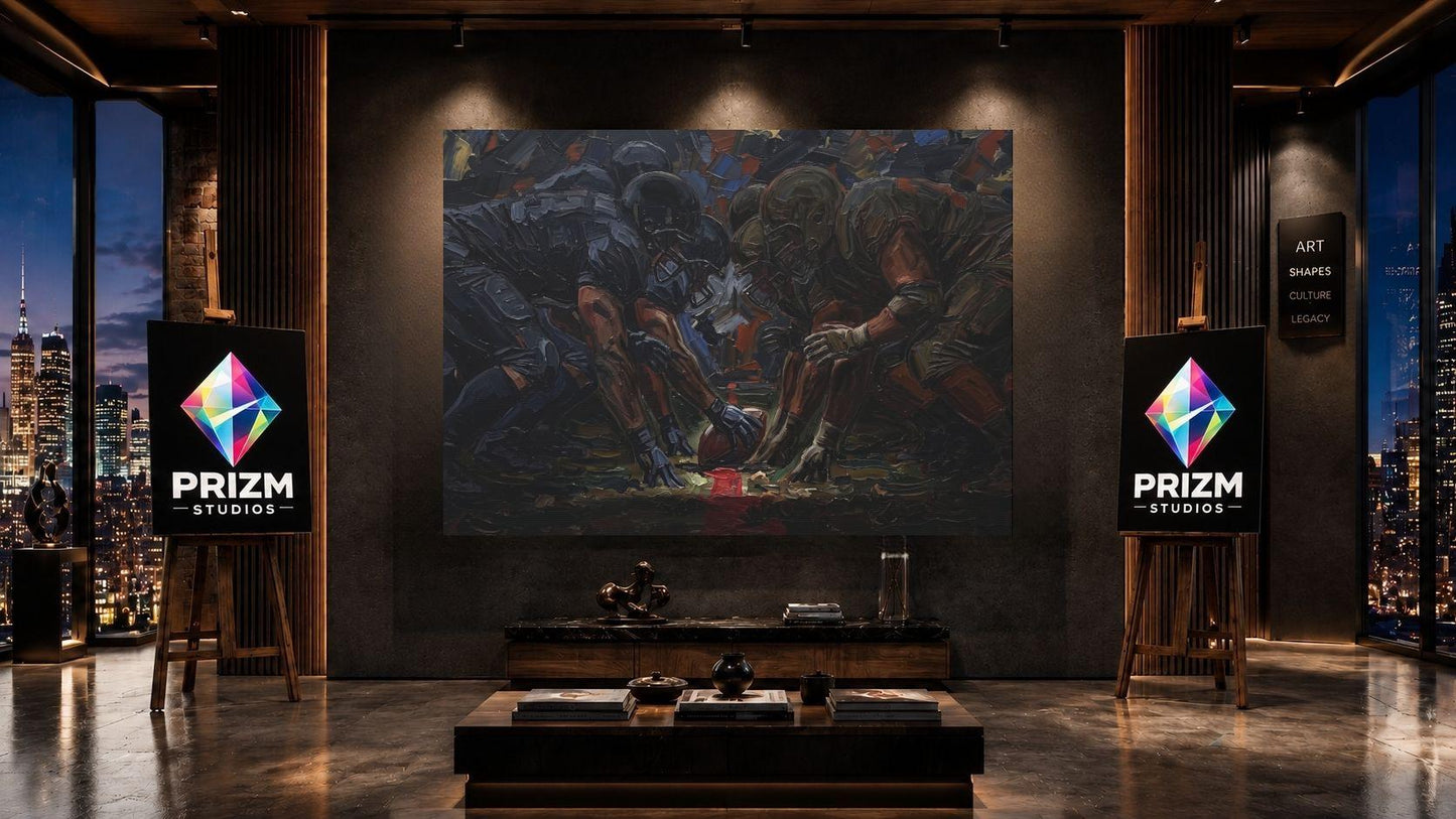 American Football Wall Art, Gridiron Painting, Masculine Game Room Decor — Framed Print wall art