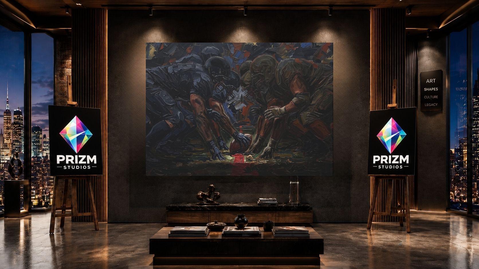 American Football Wall Art, Gridiron Painting, Masculine Game Room Decor — Framed Print wall art