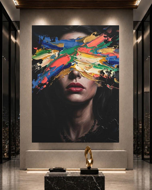 Abstract Woman Wall Art | Colorful Portrait Canvas | Modern Glam Decor — Poster wall art