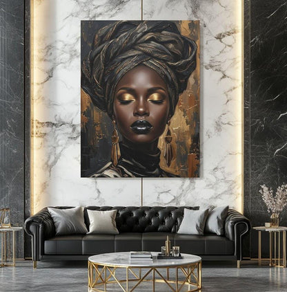 Black Woman Wall Art | Afrocentric Home Decor | Melanin Queen Canvas — Framed Print wall art