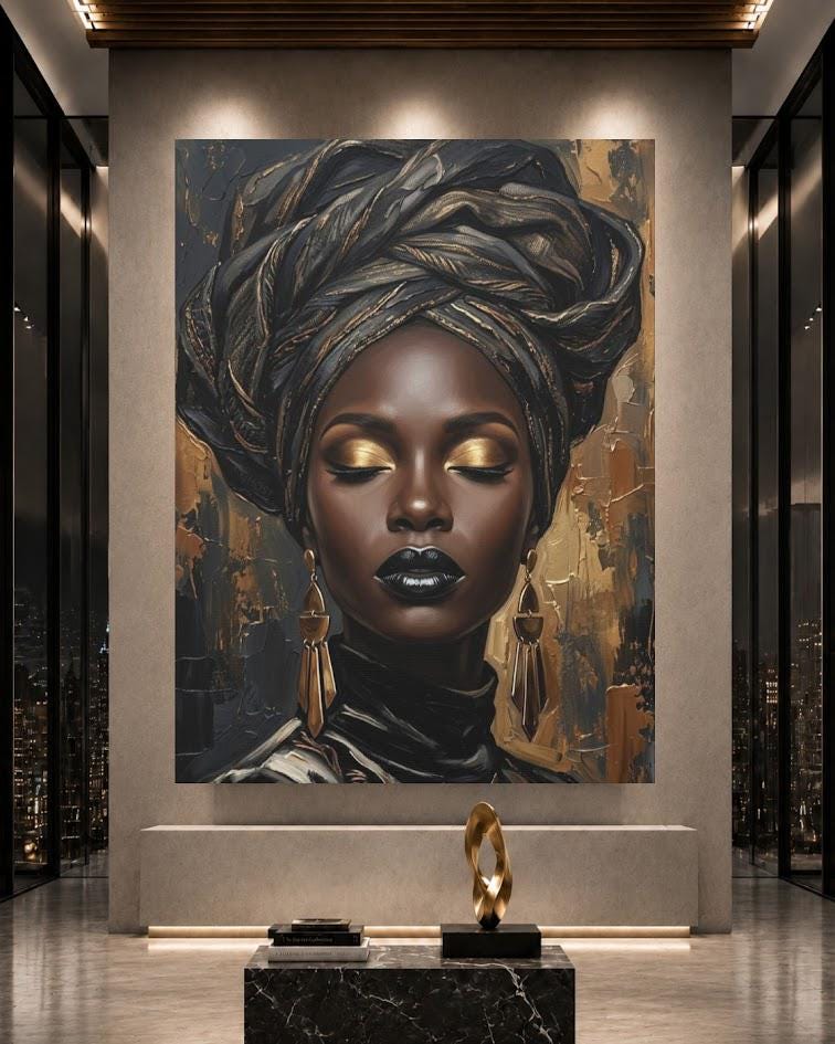 Black Woman Wall Art | Afrocentric Home Decor | Melanin Queen Canvas — Framed Print wall art