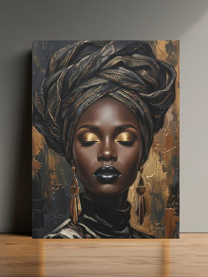 Black Woman Wall Art | Afrocentric Home Decor | Melanin Queen Canvas — Framed Print wall art